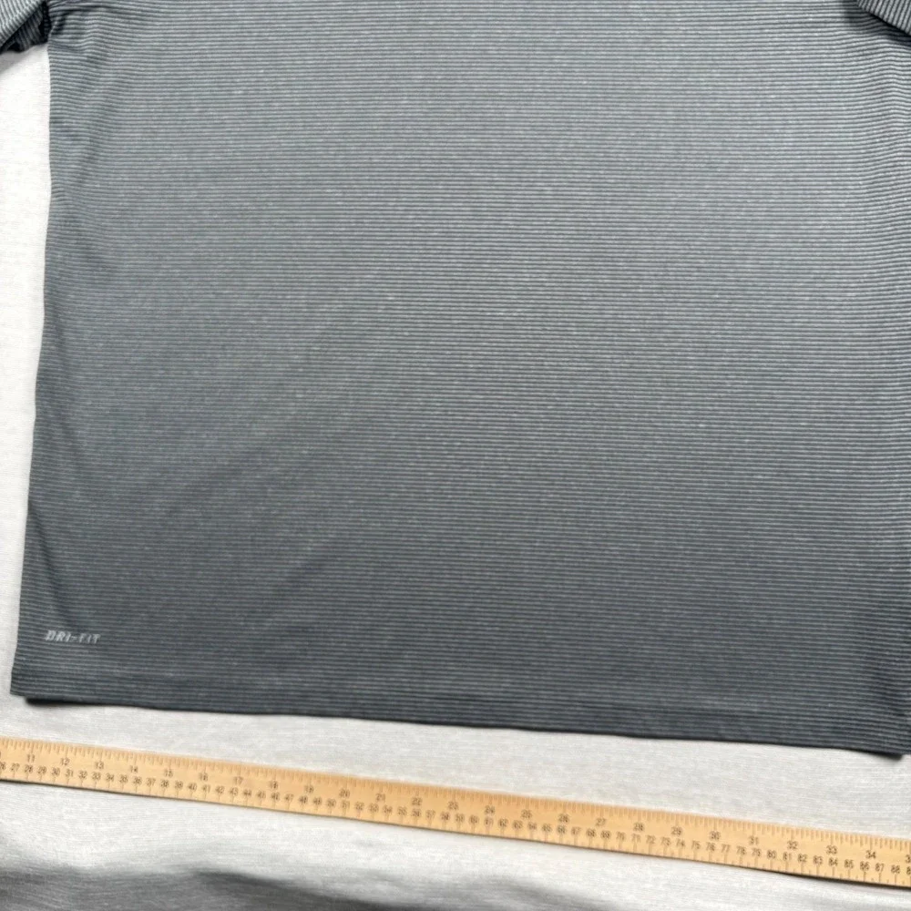 Nike Tiger Woods Control Stripe Polo Shirt Mens XXL Gray Black Striped Snap Up